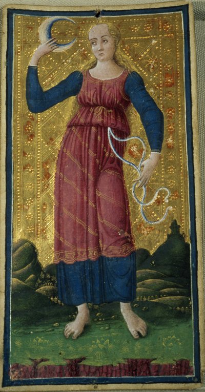 The Moon, tarot card by Antonio Cicognara